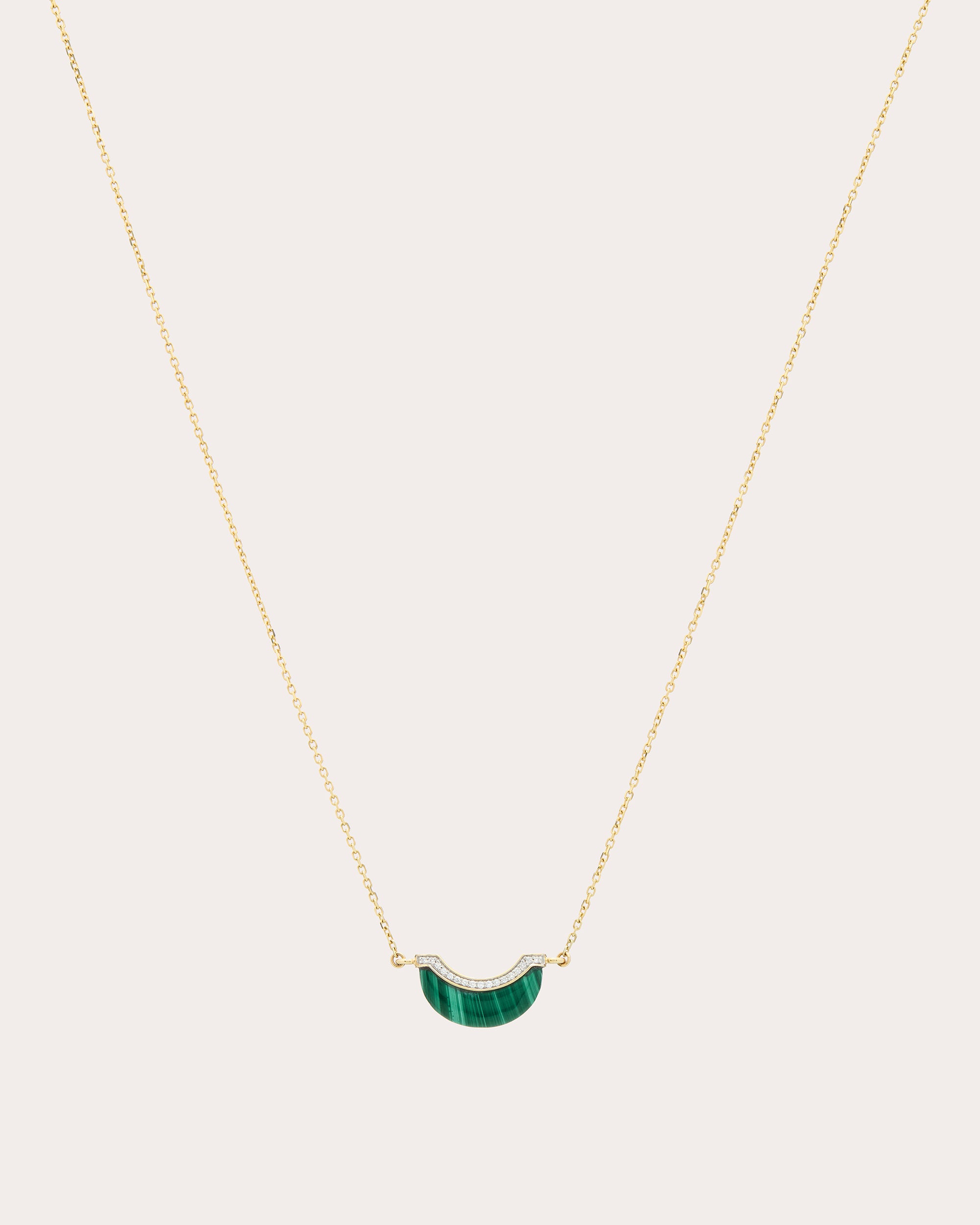 Malachite & Diamond Mini Luna Pendant Necklace