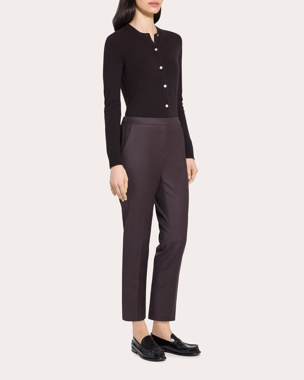Sleek Flannel Wool Treeca Pull-On Pants