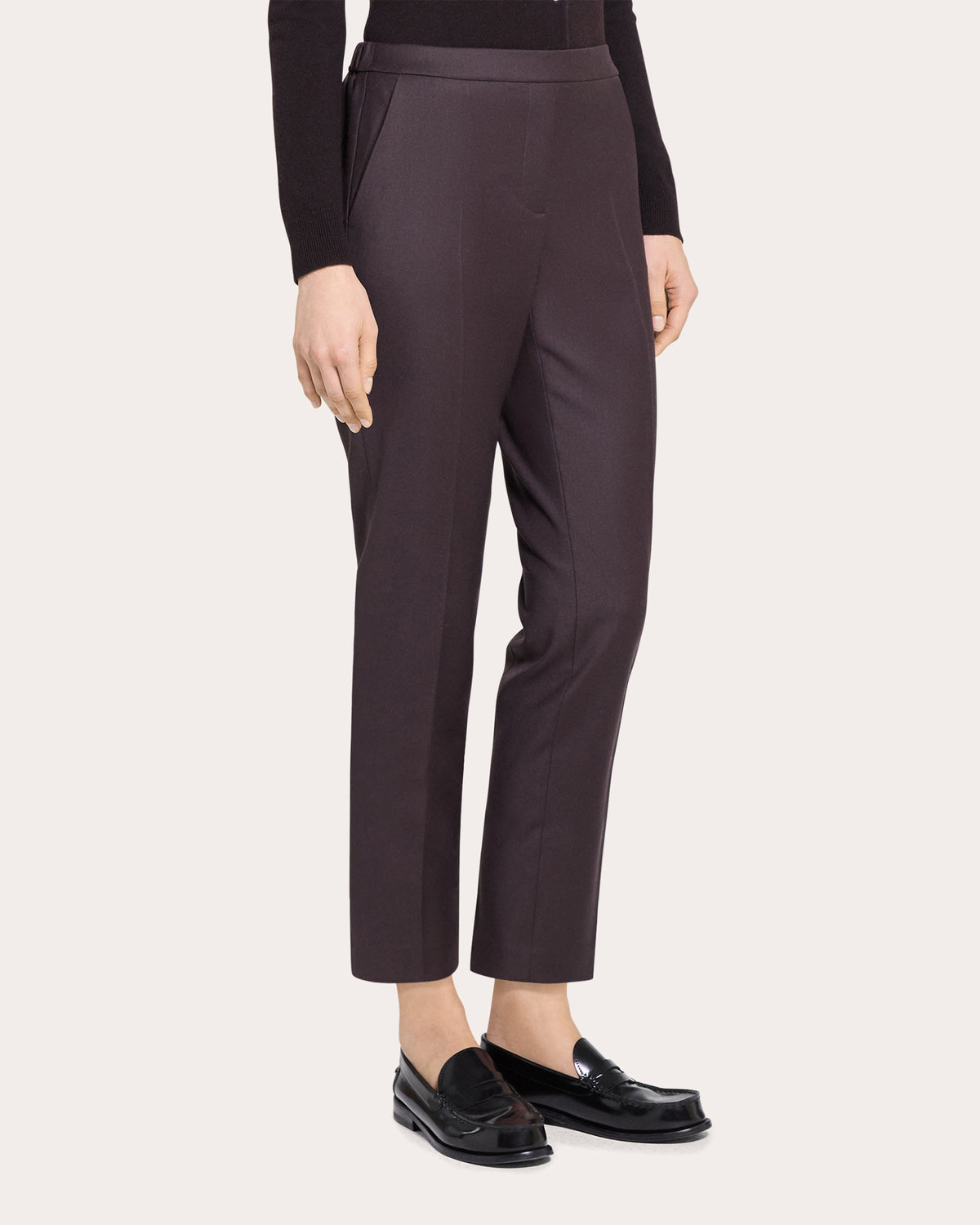 Sleek Flannel Wool Treeca Pull-On Pants