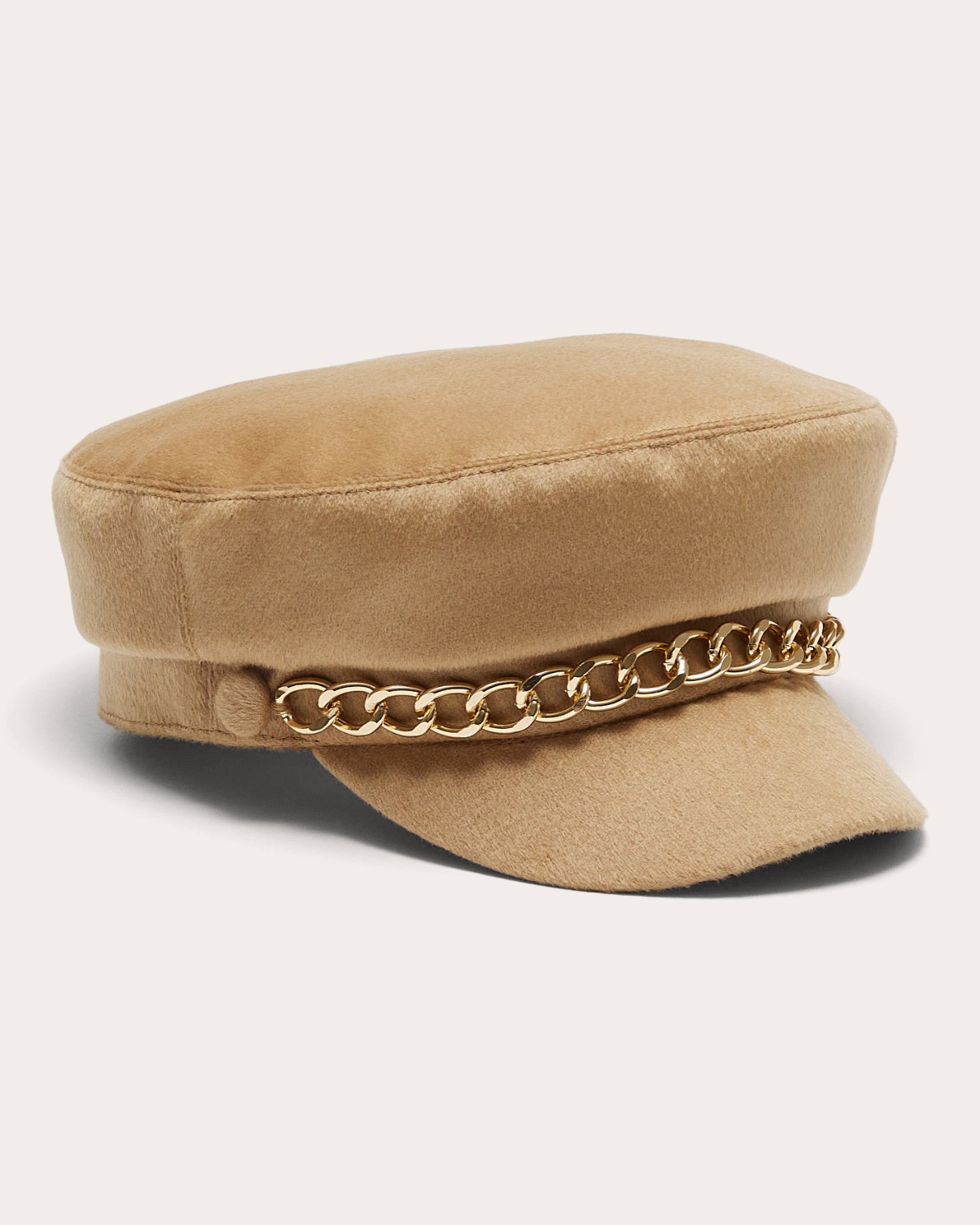 Marina Chain-Embellished Cashmere Cadet Cap