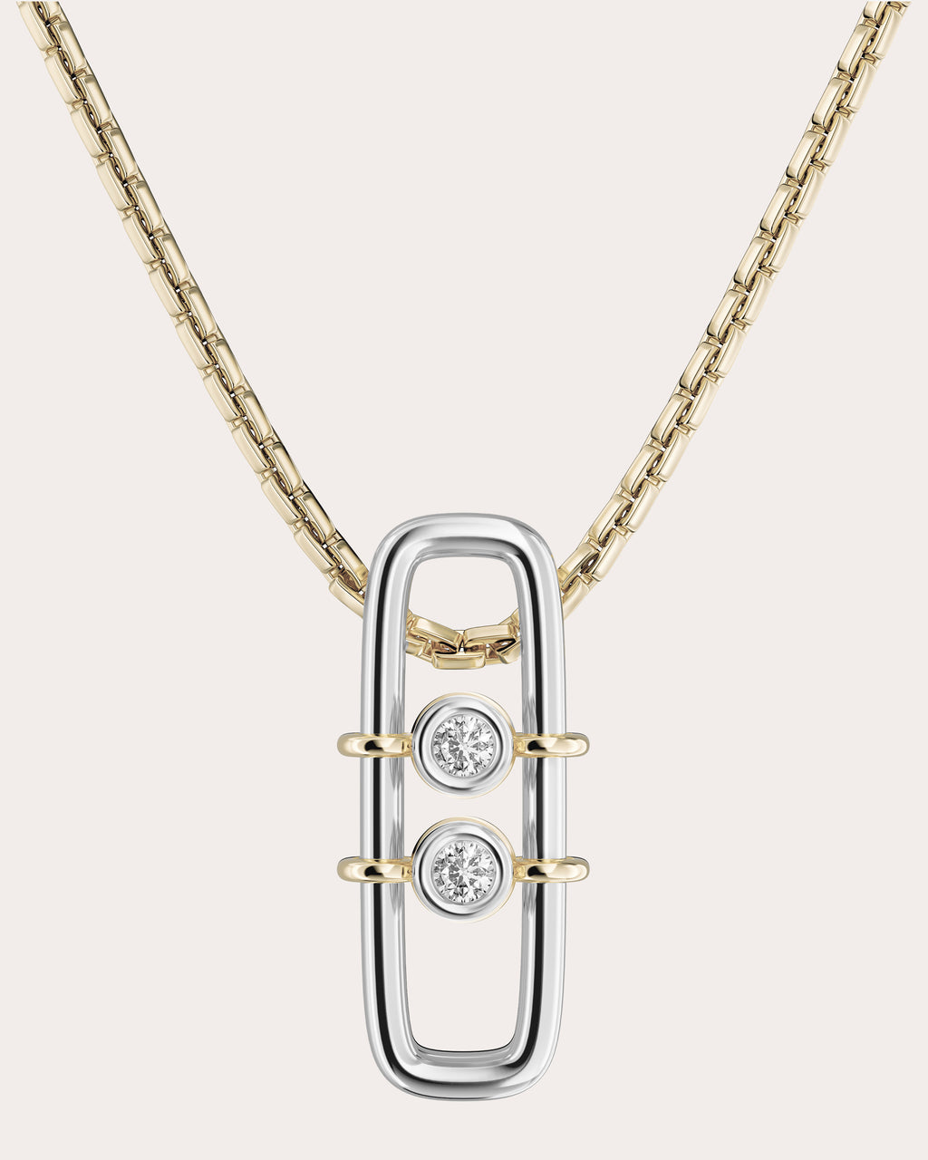 Diamond Two-Tone Métta Drop Necklace