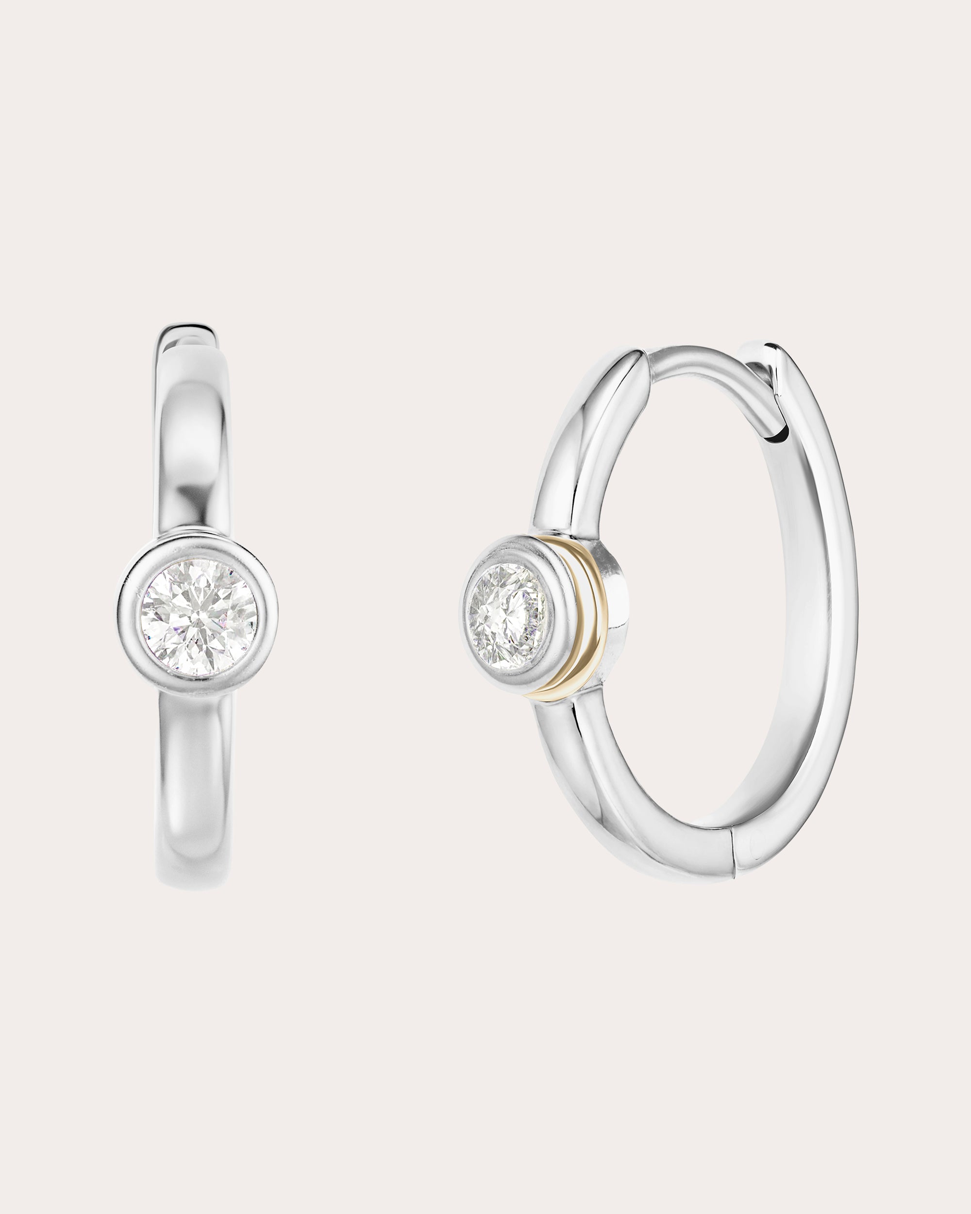 Diamond & 18k White Gold Orbit Solo Huggie Earrings