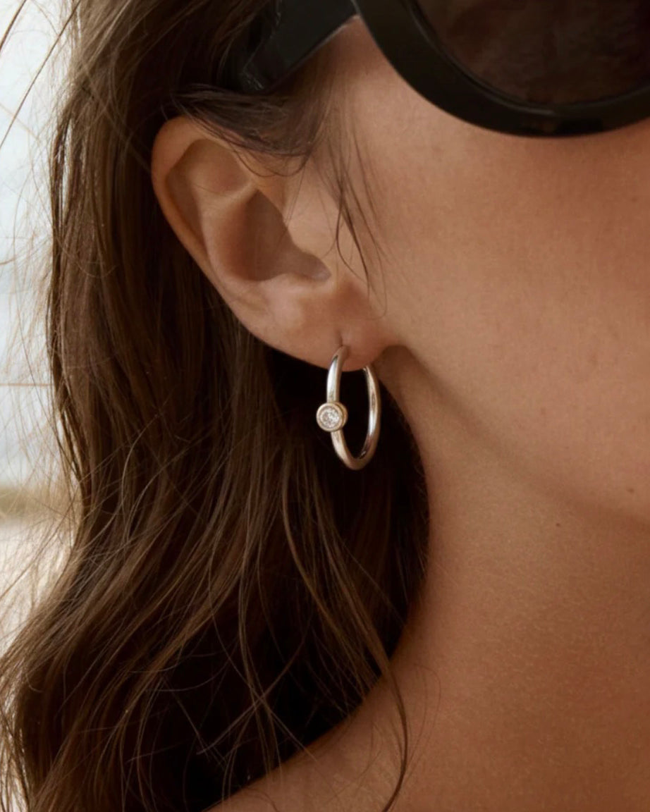 Diamond Orbit Solo Hoop Earrings