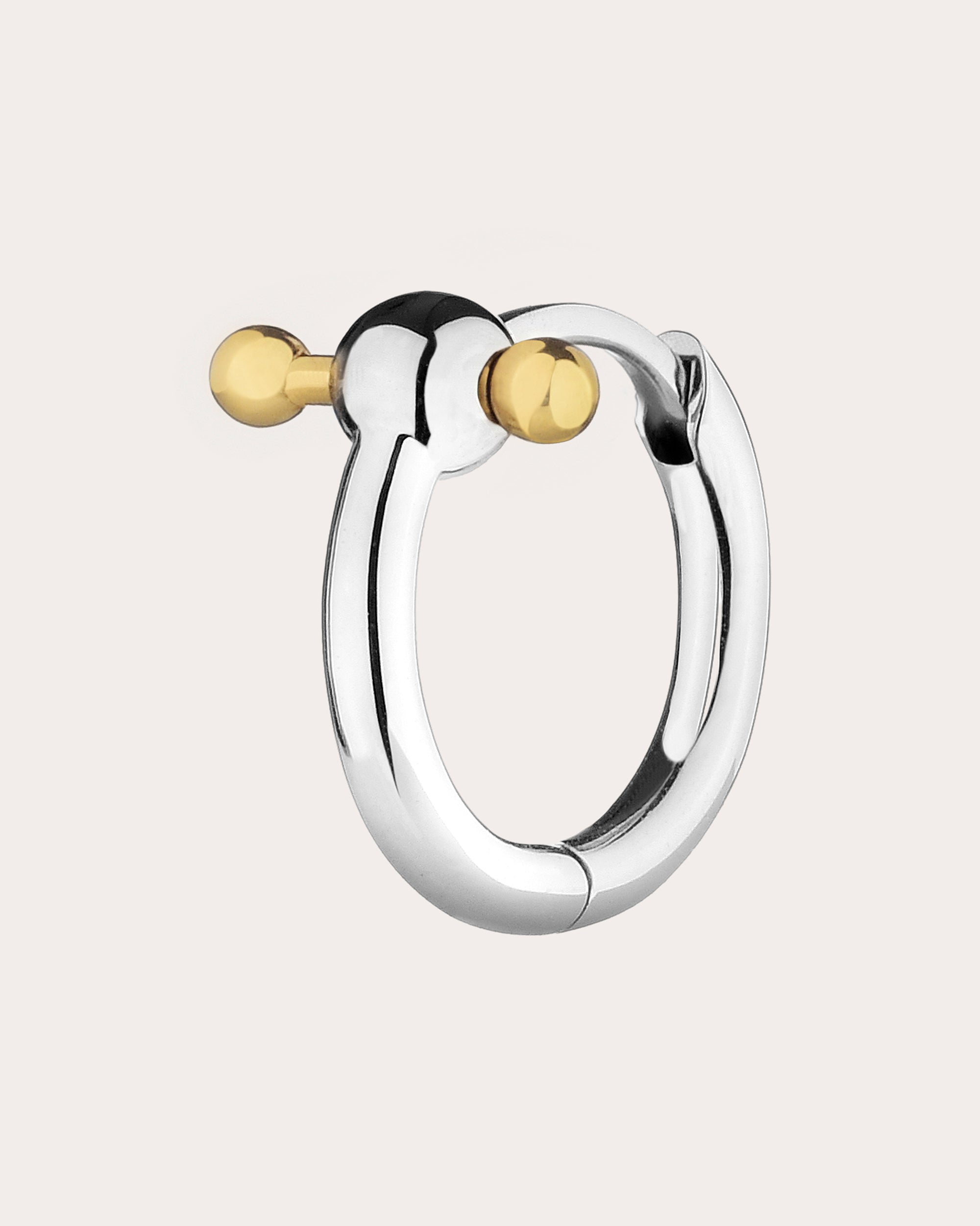 Two-Tone Mini Barbell Piercing Hoop Earring
