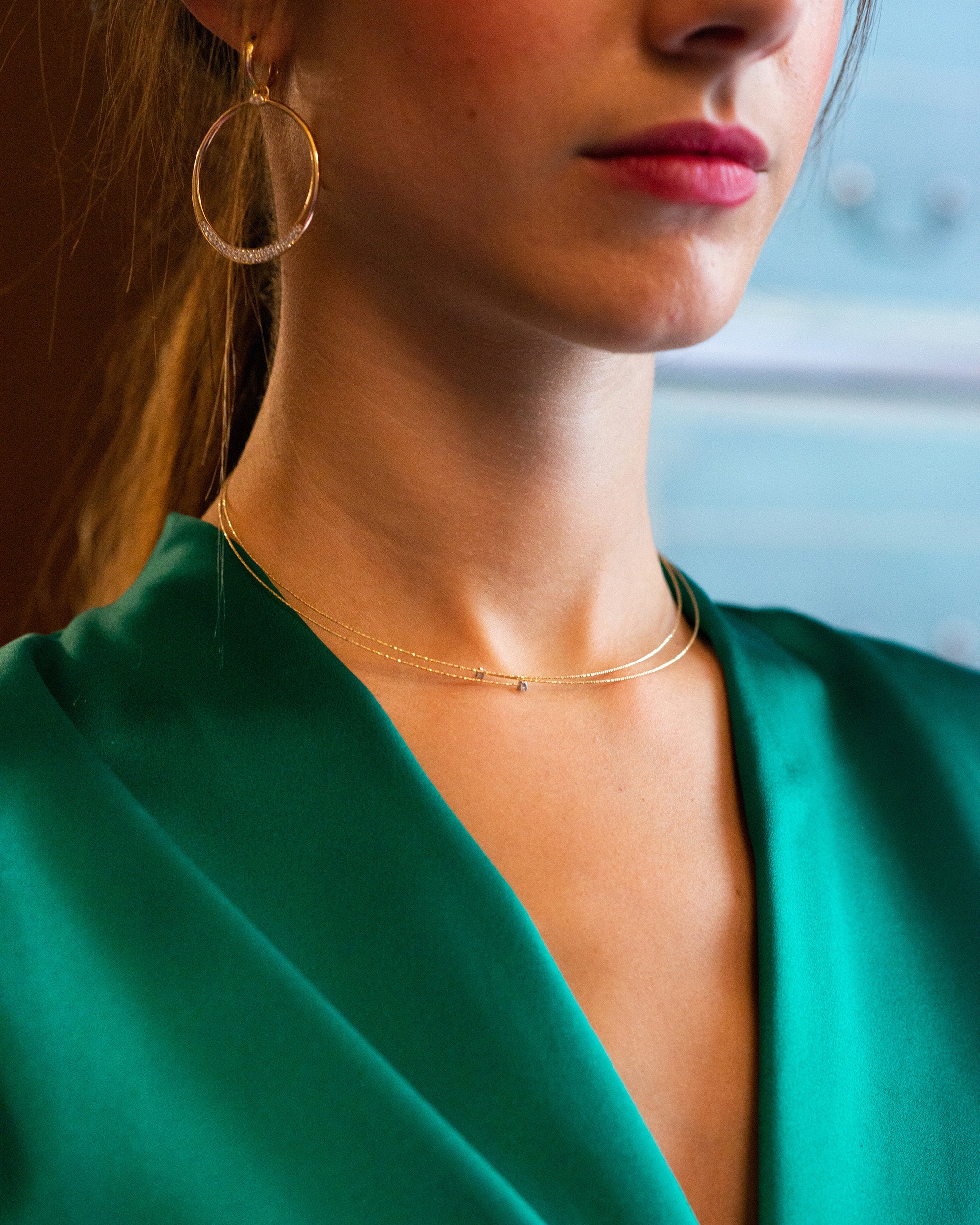 Diamond & 18k Gold Wire Necklace