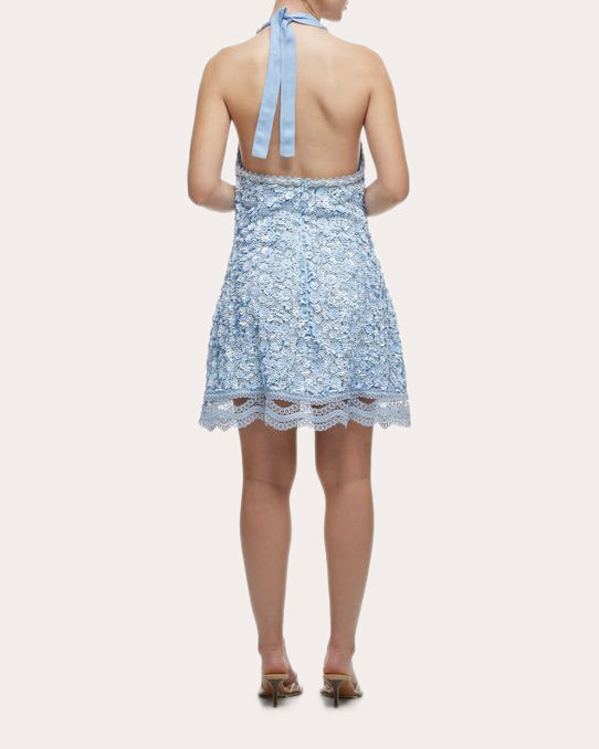 Medianoche Floral Sequin Halter Mini Dress