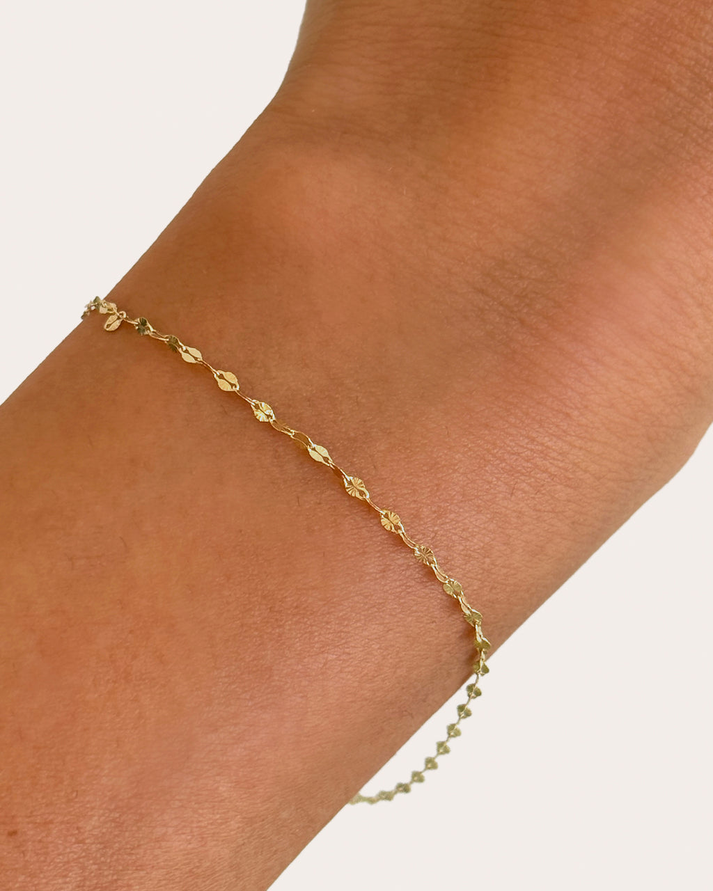 14k Gold Mini Mirror Chain Bracelet