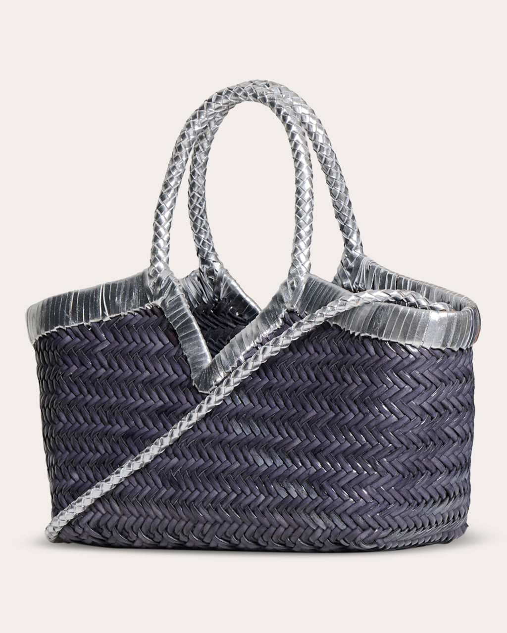 Monet Frame Woven Leather Shoulder Bag