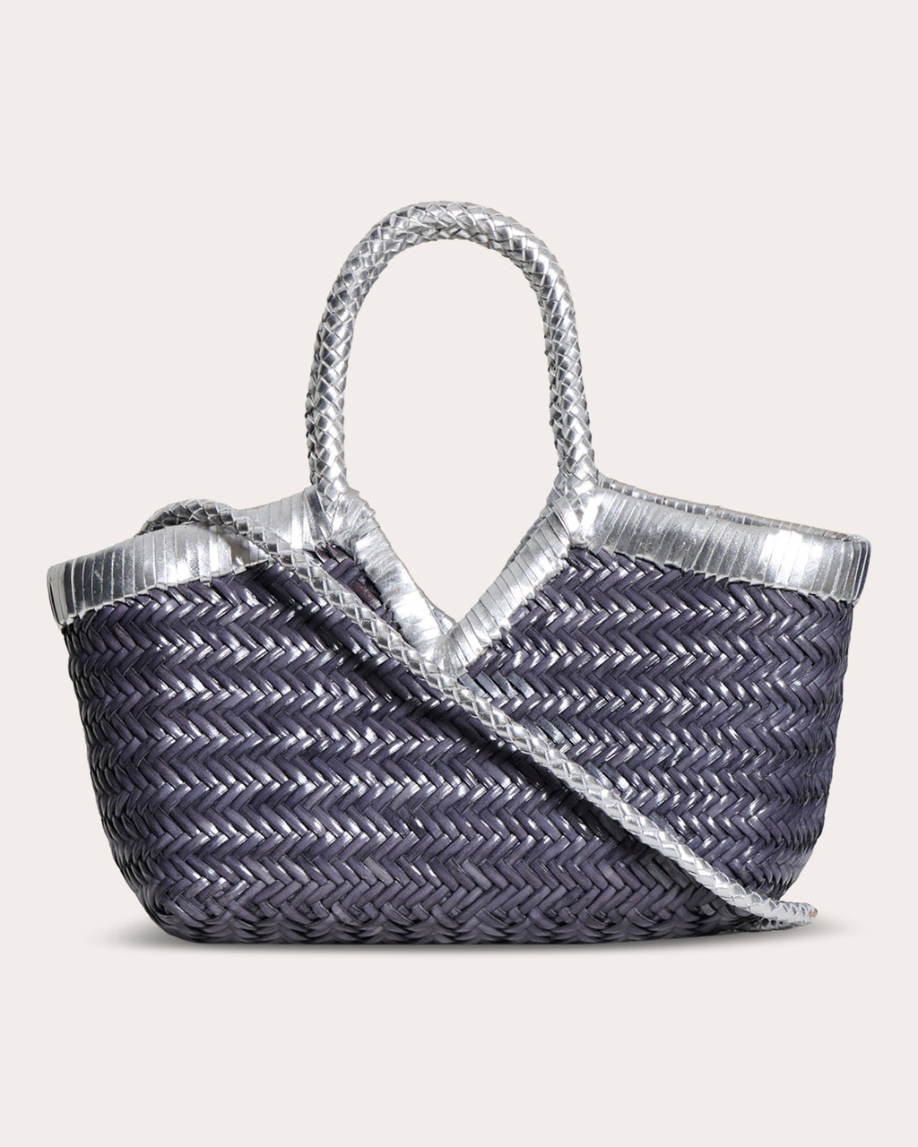 Monet Frame Woven Leather Shoulder Bag