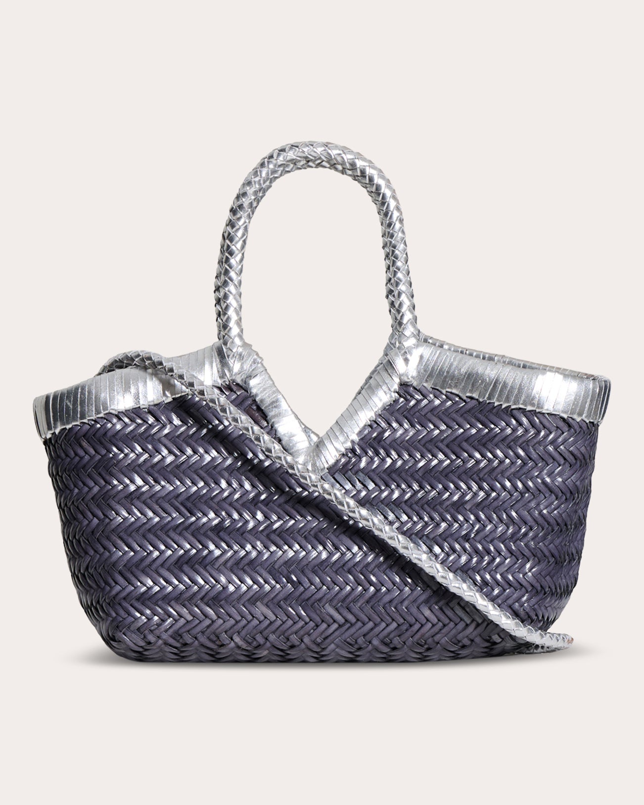 Monet Frame Woven Leather Shoulder Bag