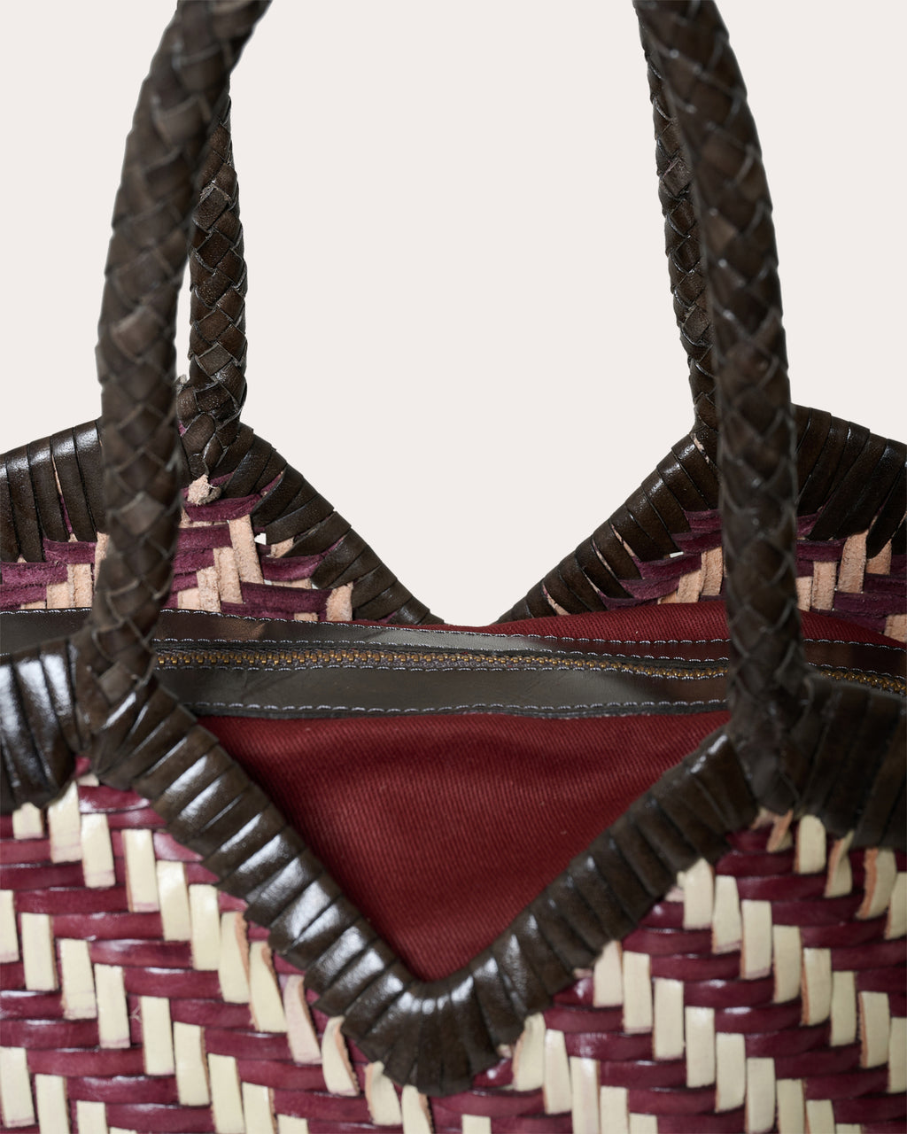 Monet Stripe Woven Leather Shoulder Bag