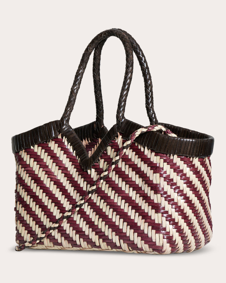 Monet Stripe Woven Leather Shoulder Bag