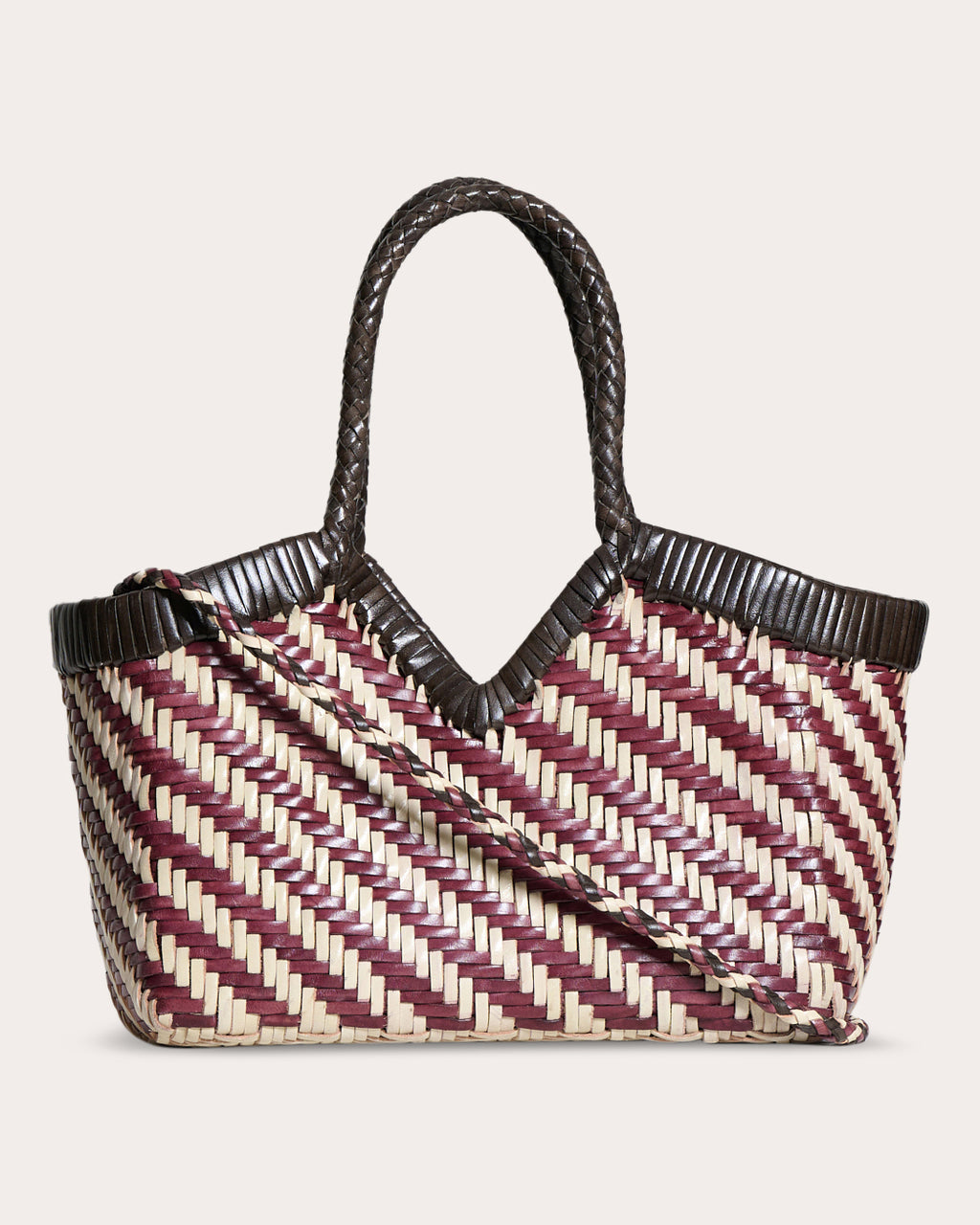 Monet Stripe Woven Leather Shoulder Bag
