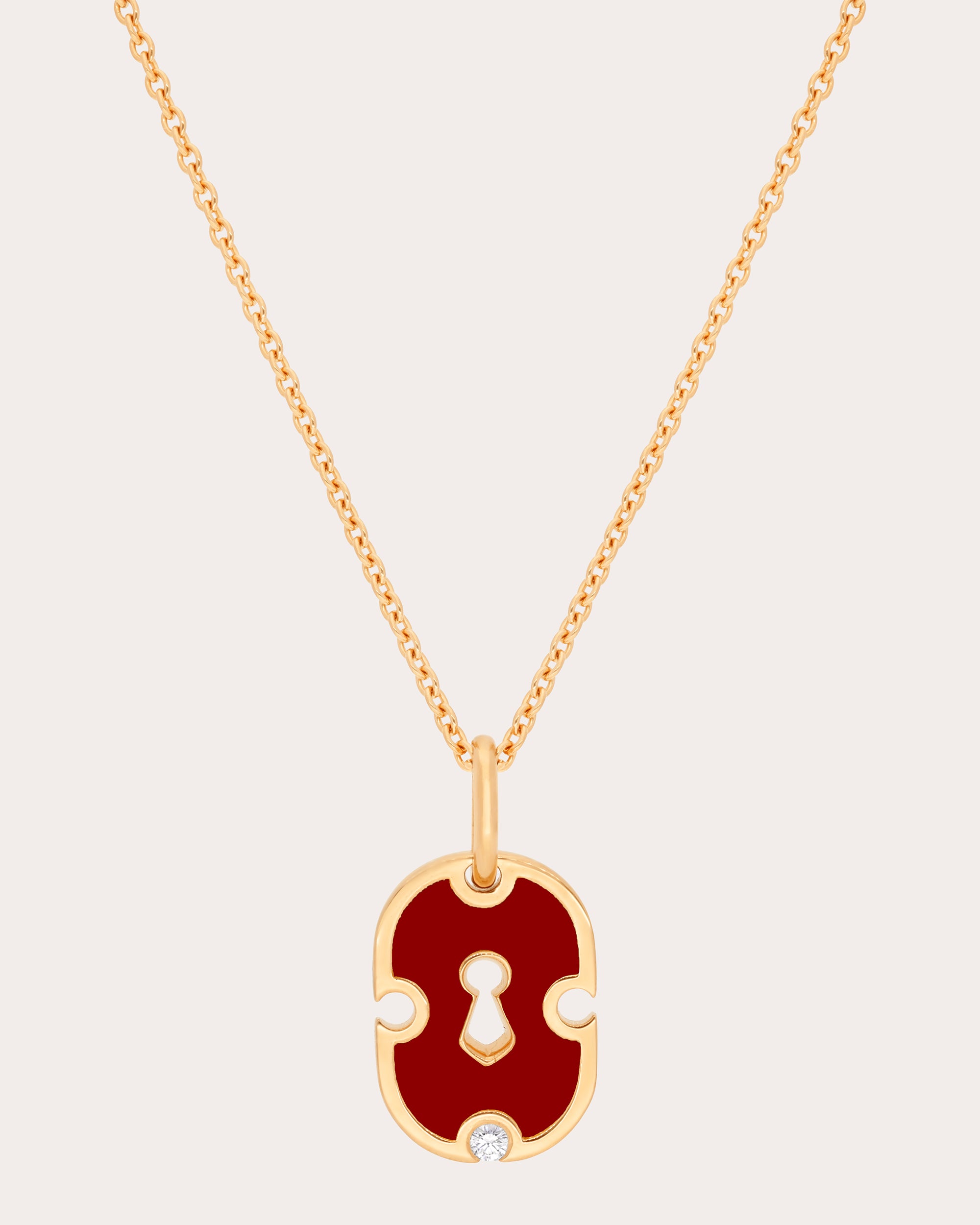 Red Ceramic & Diamond Unlock Pendant Necklace