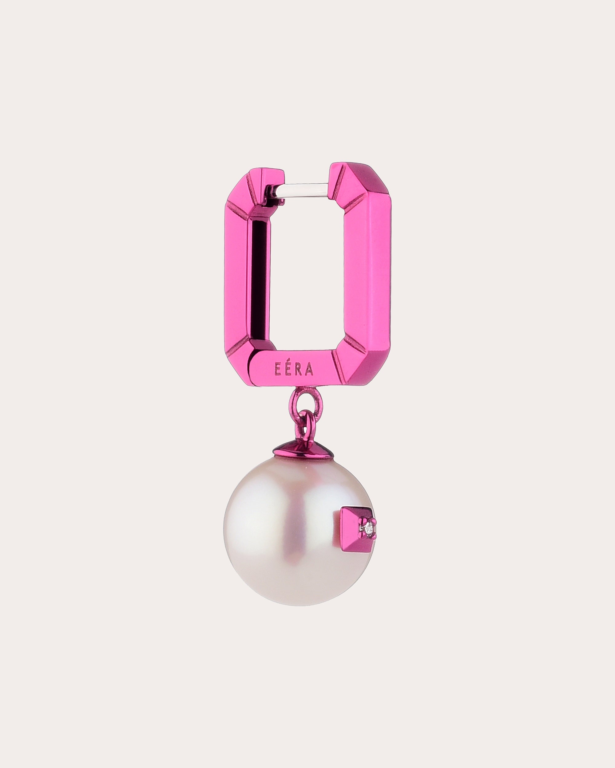 Mini Painted 18K Gold Pearl and Diamond Single Earring