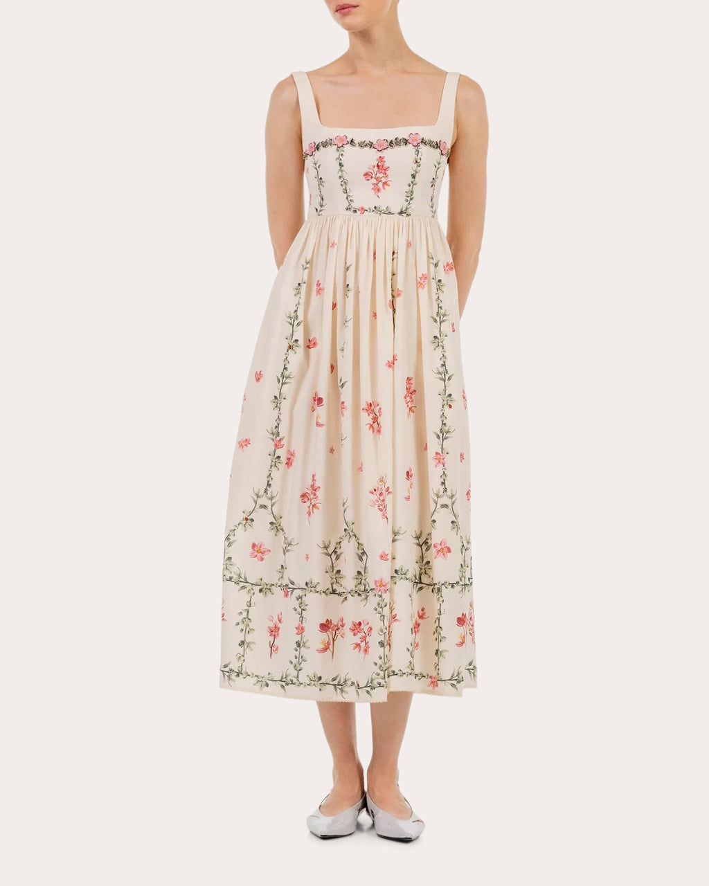 Barbara Cauca Embroidered Cotton Midi Dress