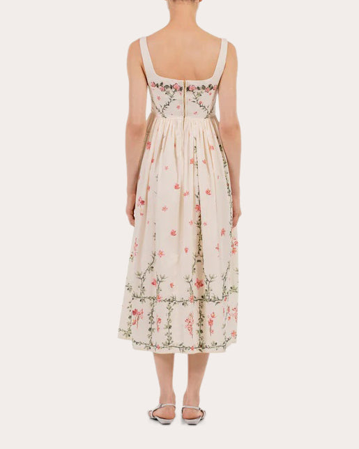 Barbara Cauca Embroidered Cotton Midi Dress