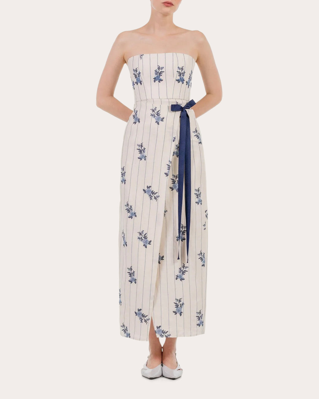 Cinefila Valle Embroidered Linen Maxi Dress