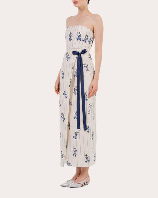 Cinefila Valle Embroidered Linen Maxi Dress