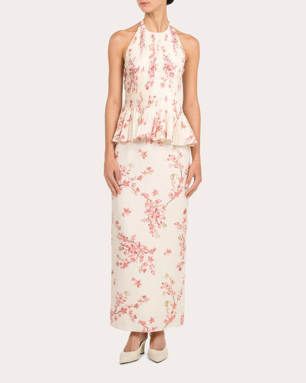 Caña Cauca Pleated Linen Halter Top