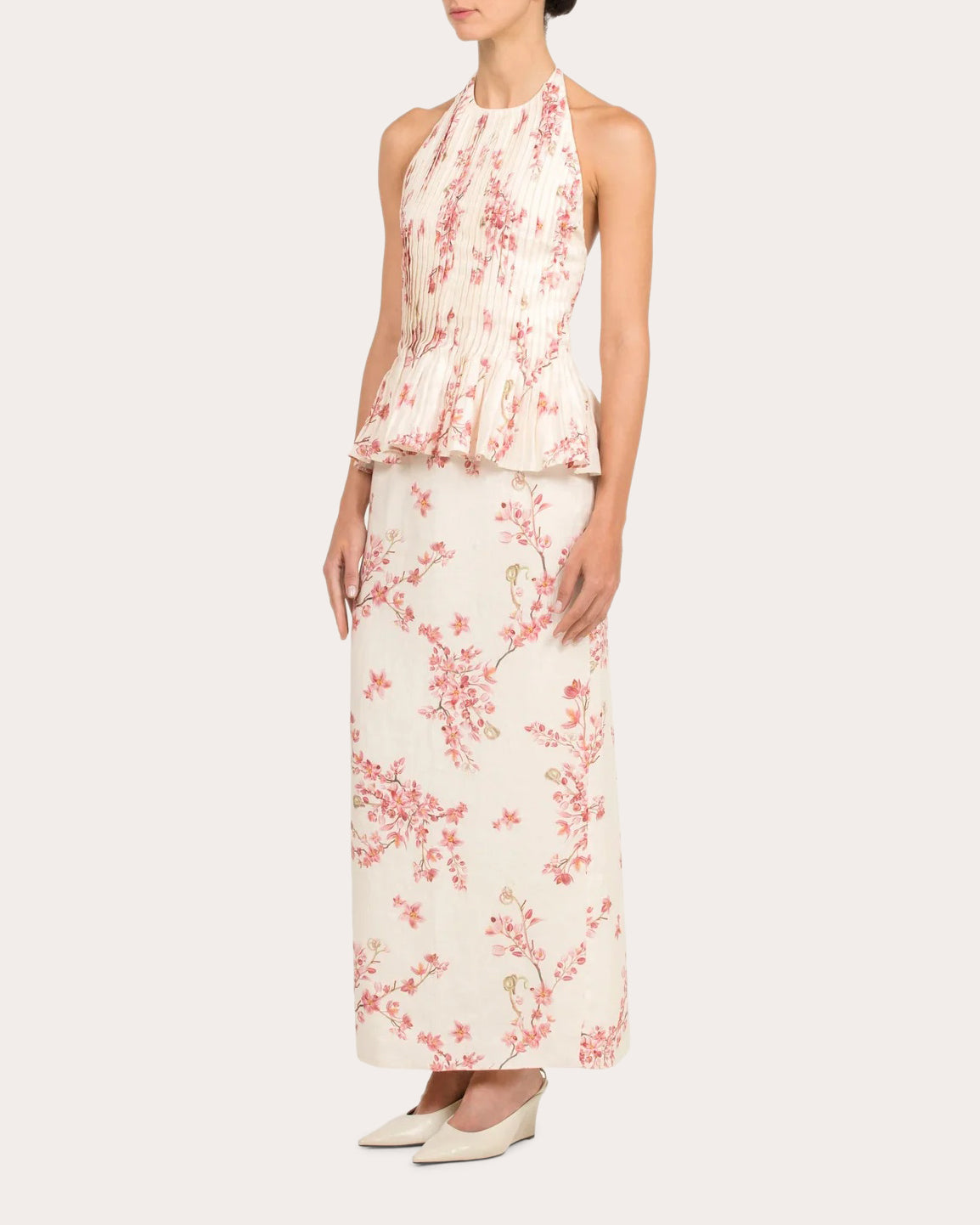 Caña Cauca Pleated Linen Halter Top