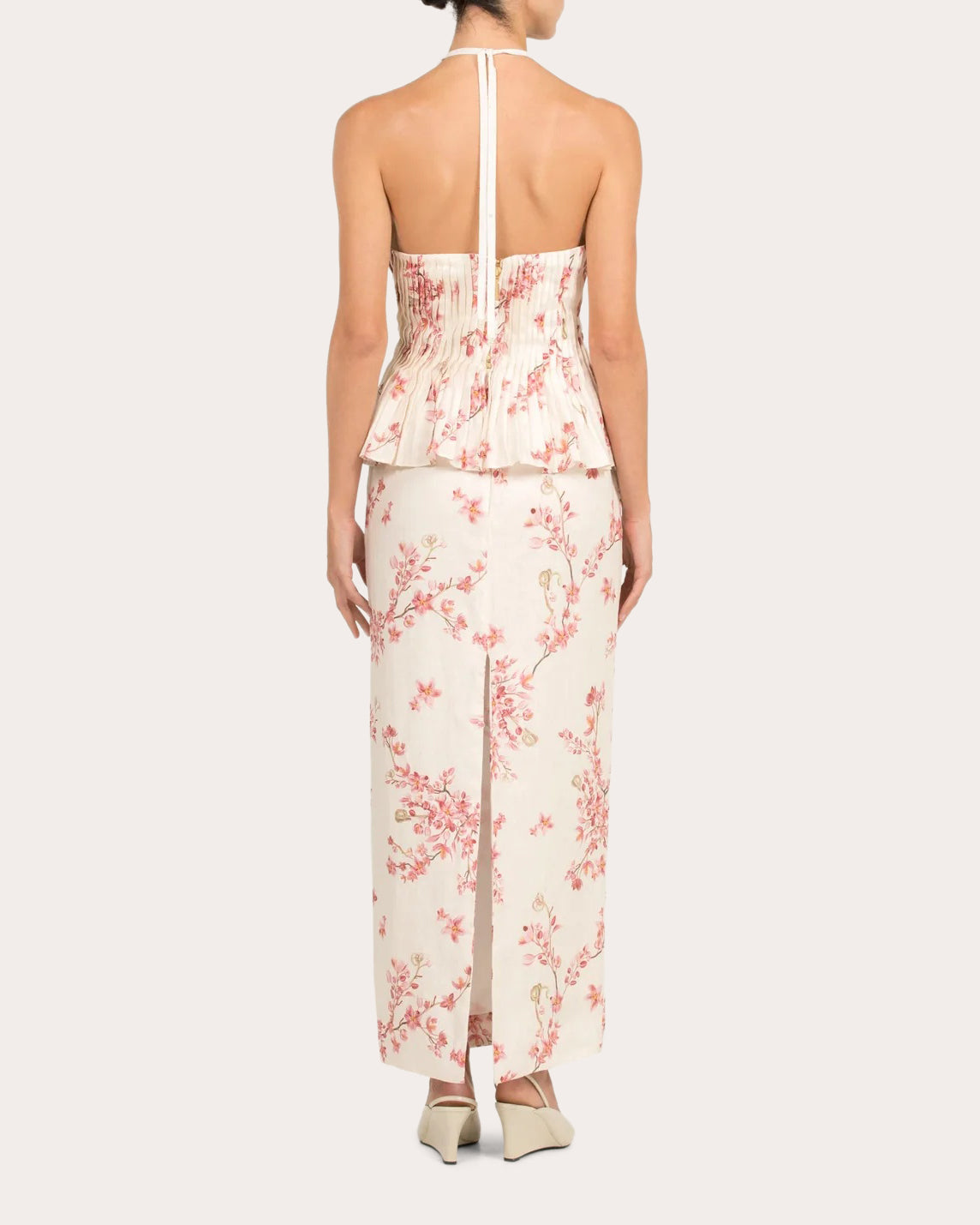 Caña Cauca Pleated Linen Halter Top