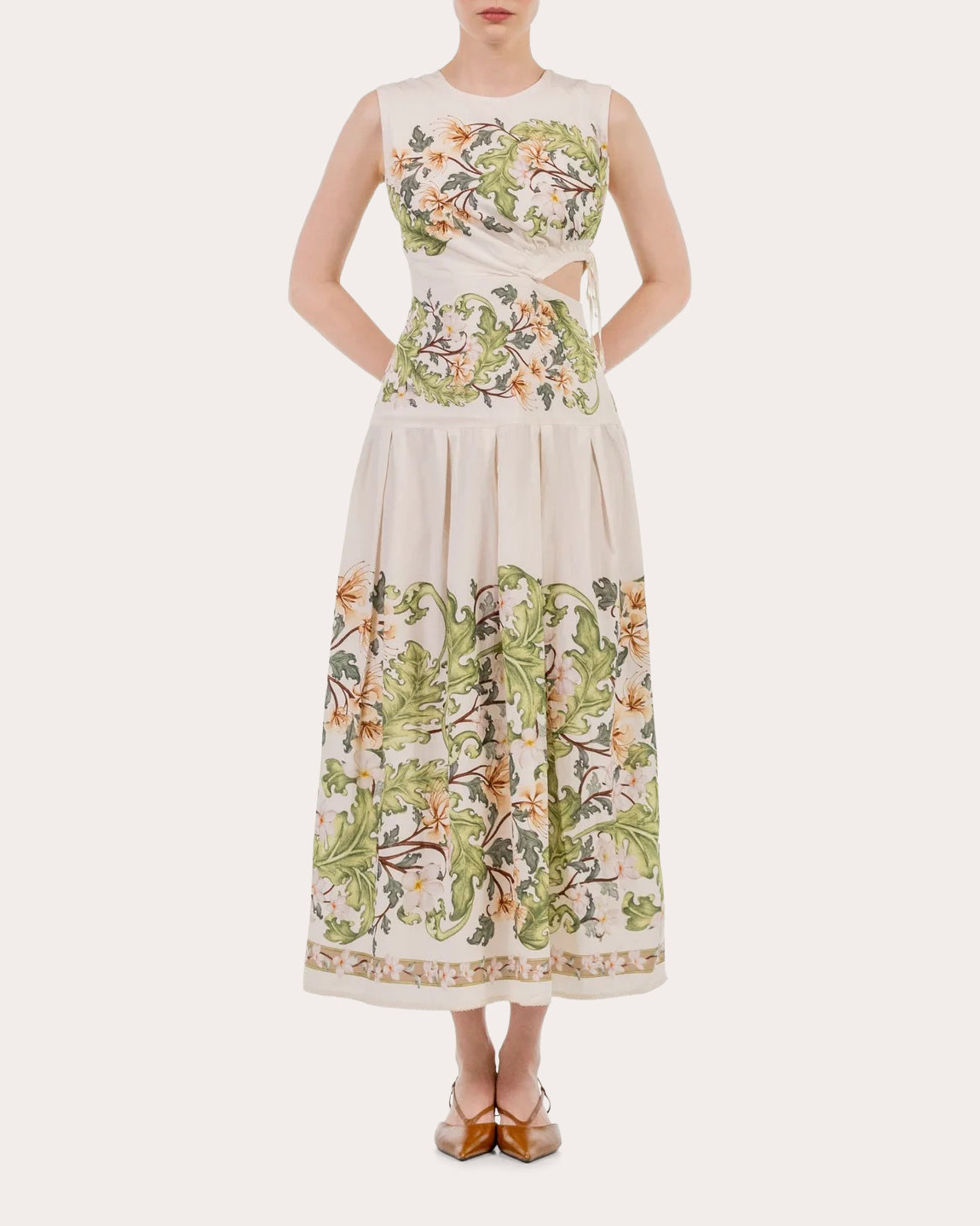 Otoño Anhelo Poplin Drop-Waist Midi Dress