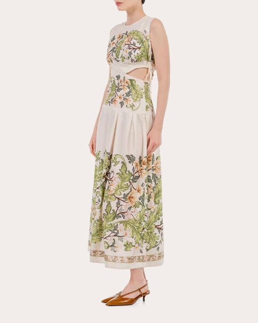 Otoño Anhelo Poplin Drop-Waist Midi Dress