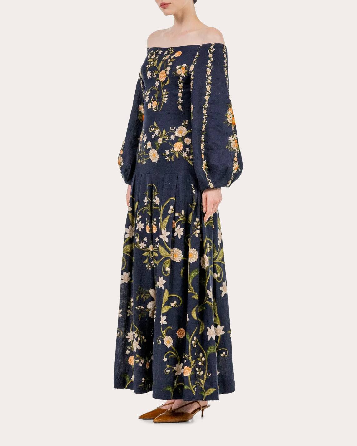 Senlis Valle Linen Off-Shoulder Maxi Dress