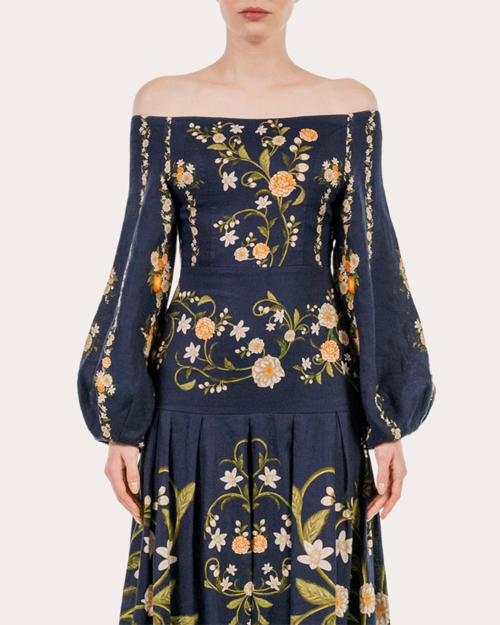 Senlis Valle Linen Off-Shoulder Maxi Dress