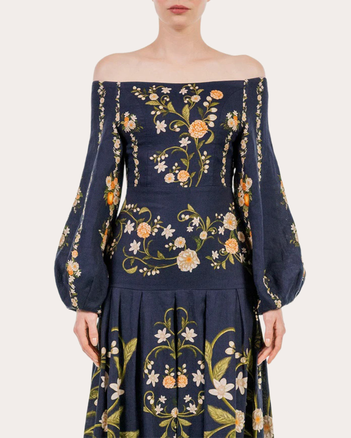 Senlis Valle Linen Off-Shoulder Maxi Dress