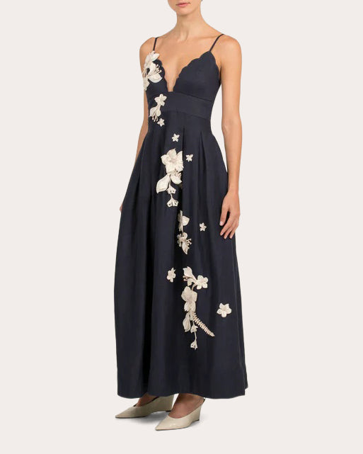 Sula Cauca Embroidered Linen Maxi Dress