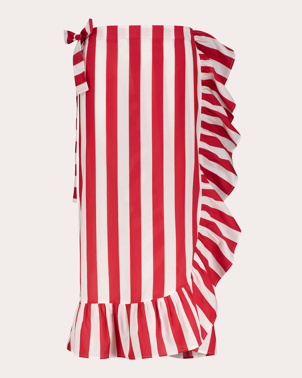 Marla Stripe Cotton Ruffle Midi Wrap Skirt