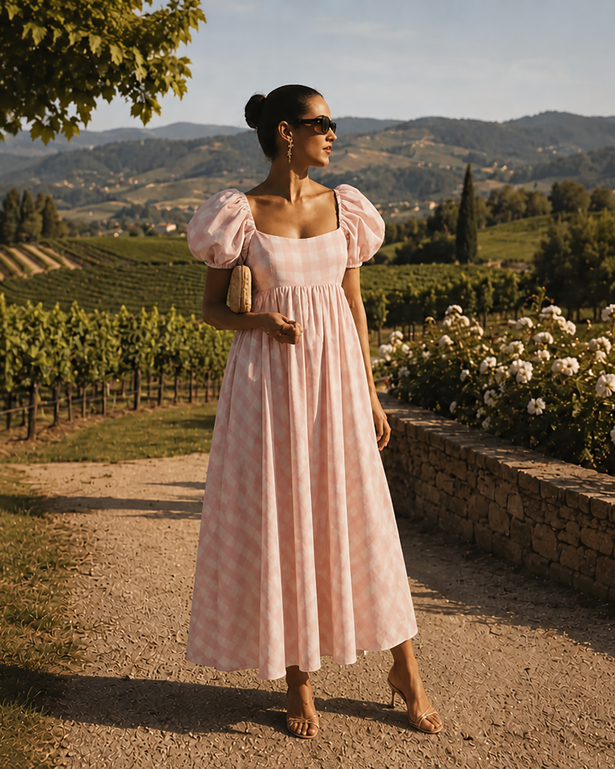 puff sleeve cotton midi dress Puff Sleeve Cotton Midi Dress/puff Sleeve Dress - Women's Cotton Dress