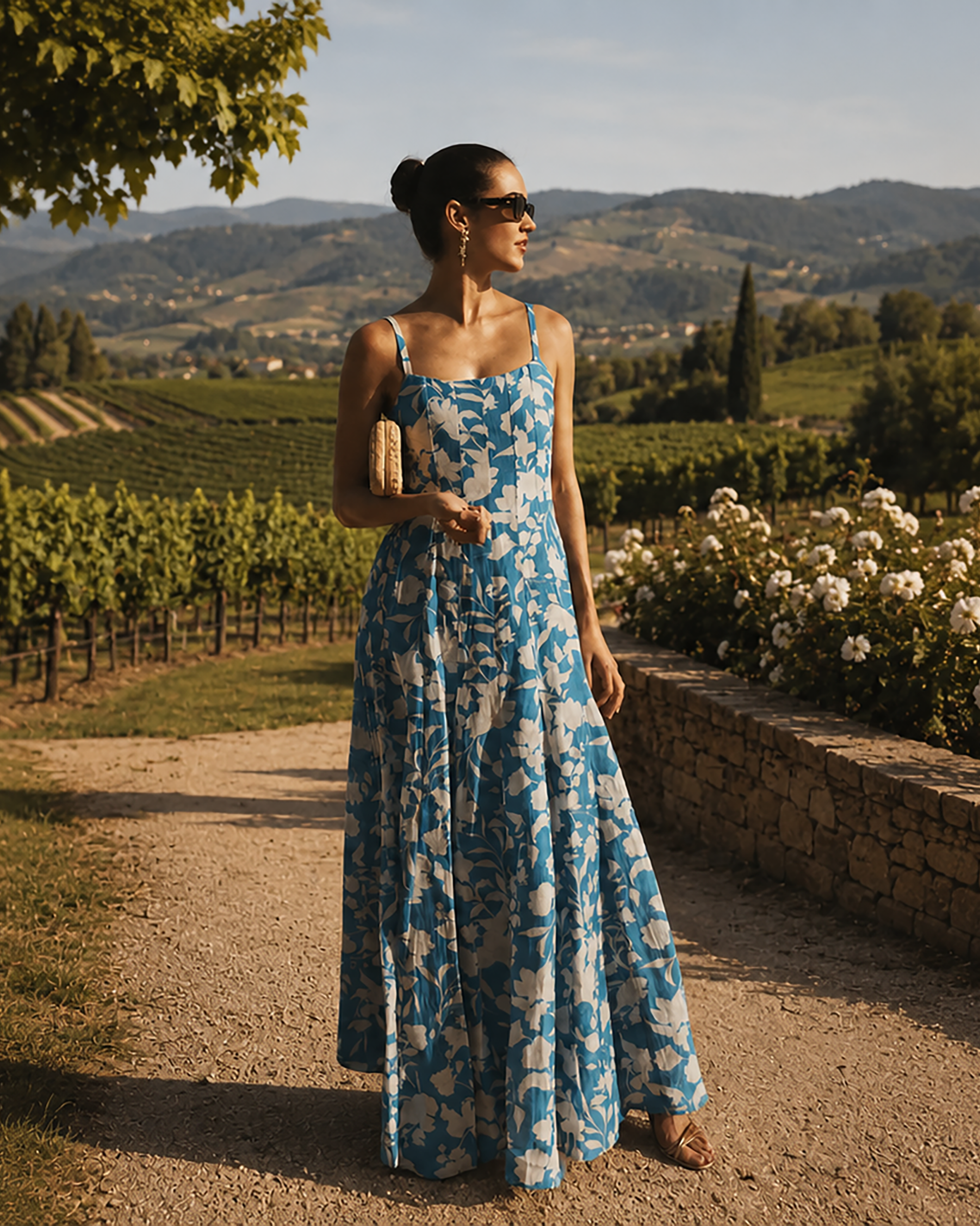 mestiza dress Galena Tea Length Dress L / La Botanica Blue