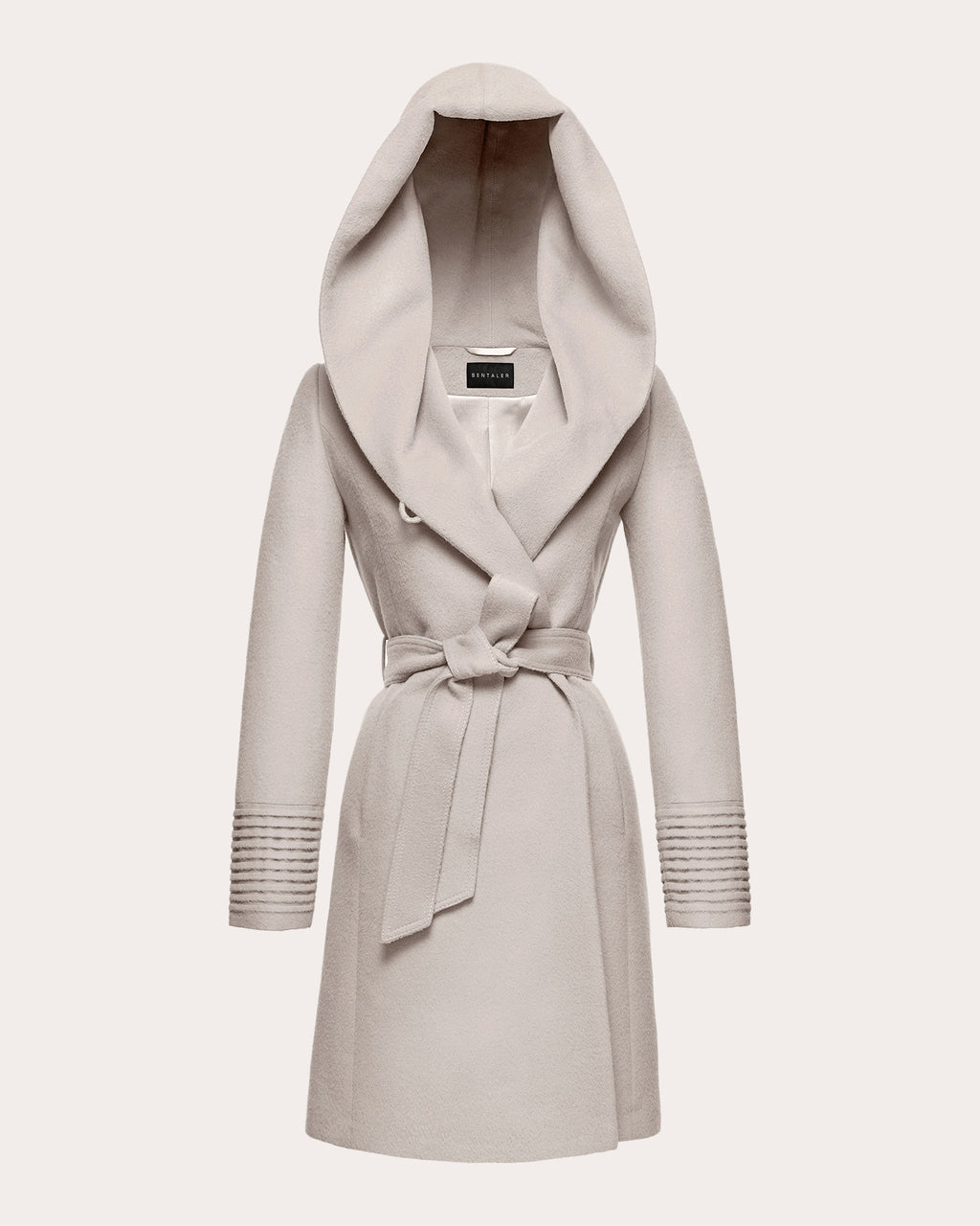 Alpaca Wool Mid-Length Hooded Wrap Coat