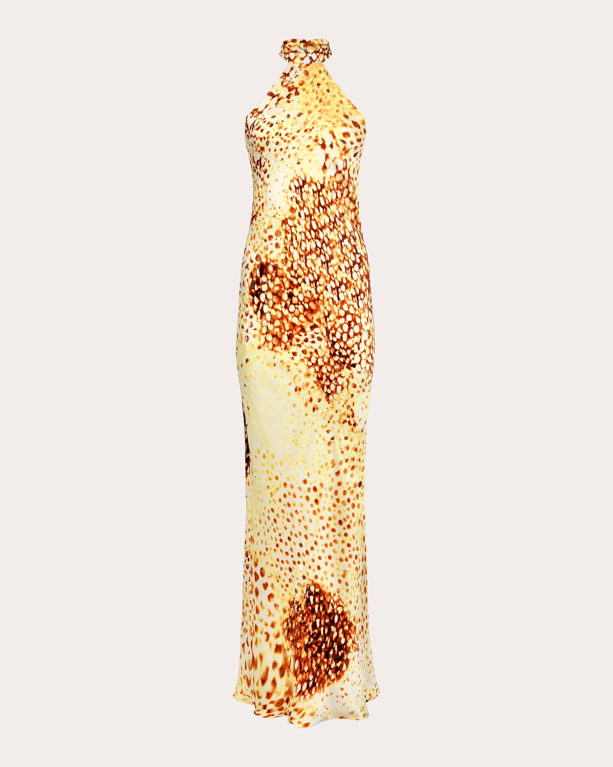 Mikaela Printed Silk Halter Maxi Dress US 2 / Yellow