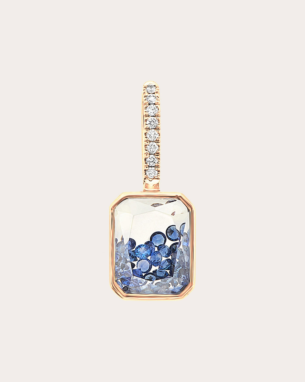 Sapphire & Diamond Naipe Emerald-Cut Charm