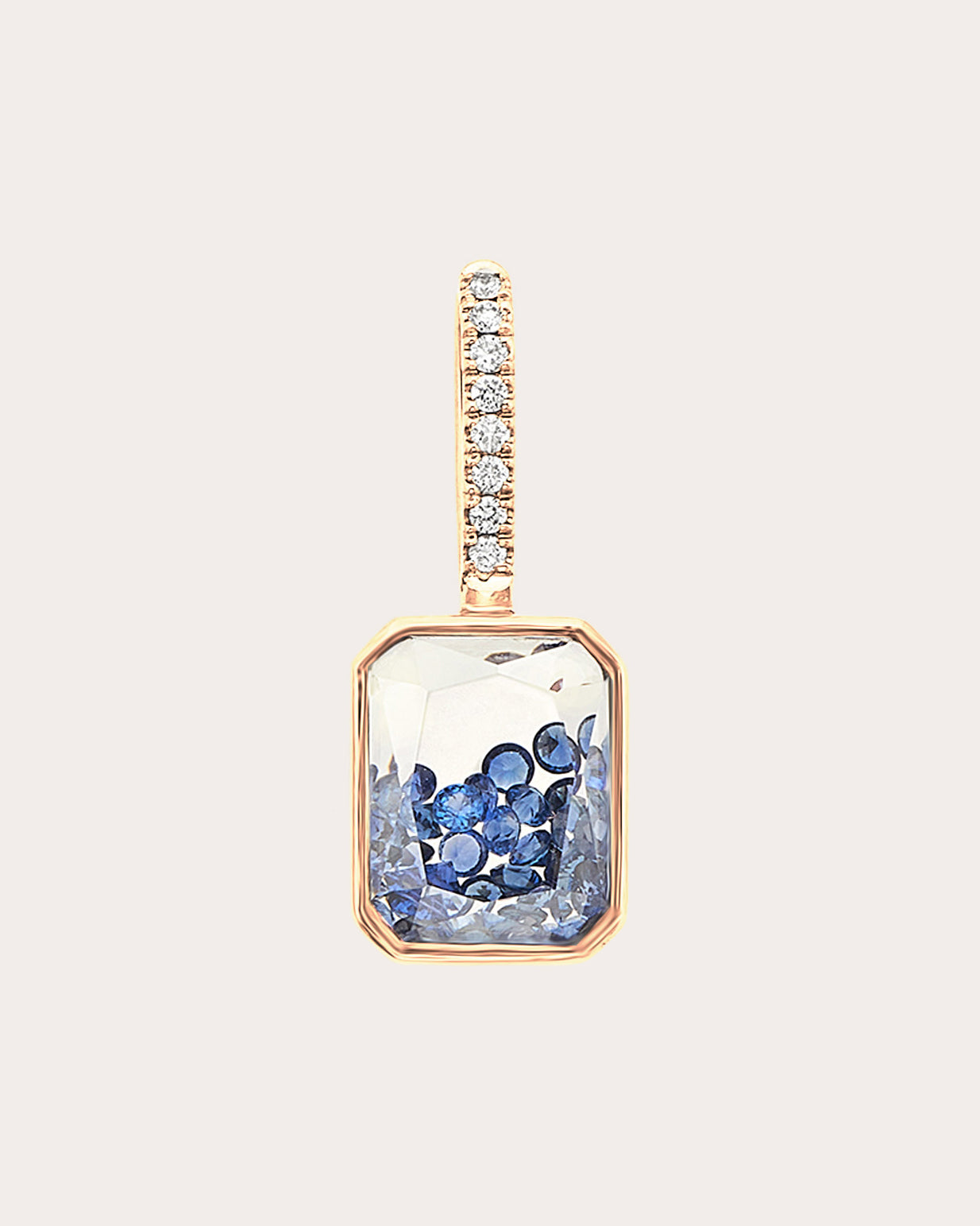 Sapphire & Diamond Naipe Emerald-Cut Charm