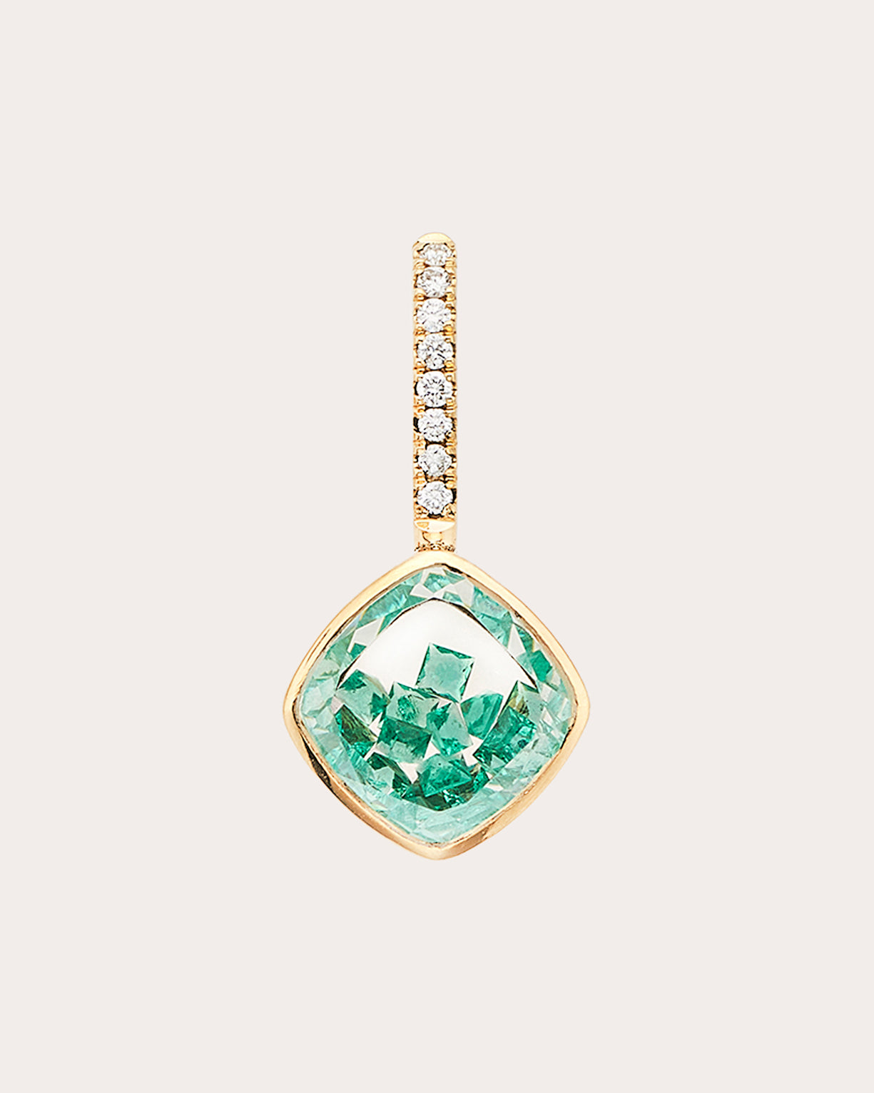 Naipe 18K Gold Crystal Emerald and Diamond Shaker Pendant