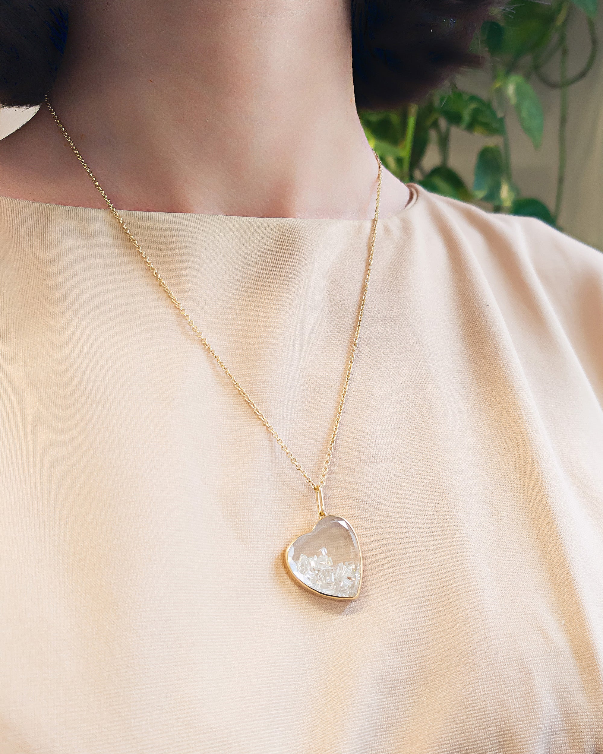 Amora 18K Gold Crystal and Diamond Shaker Pendant Necklace