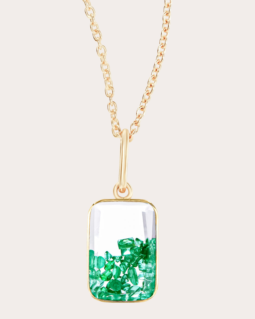 Emerald Petite Ten Fourteen Pendant Necklace