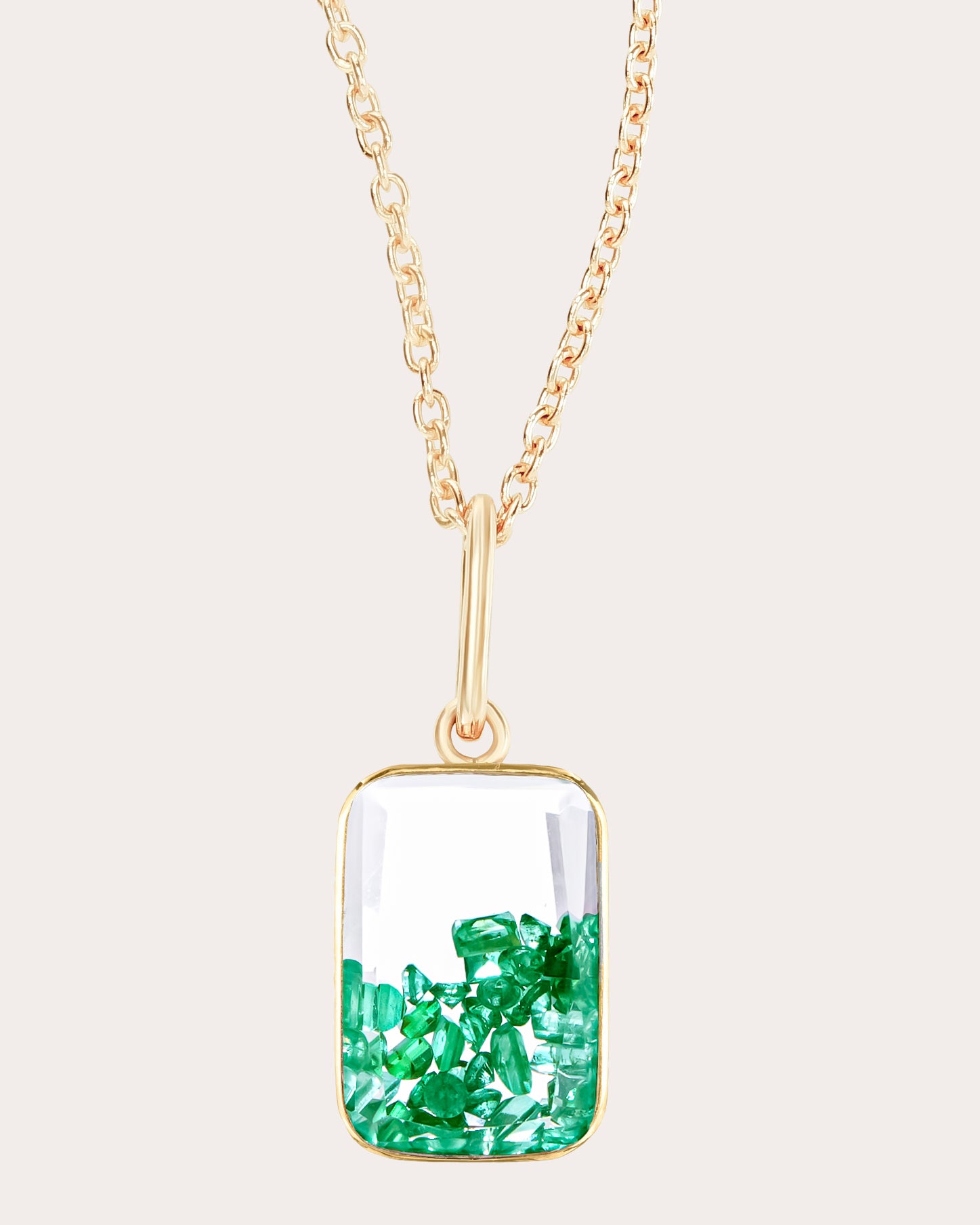 Emerald Petite Ten Fourteen Pendant Necklace