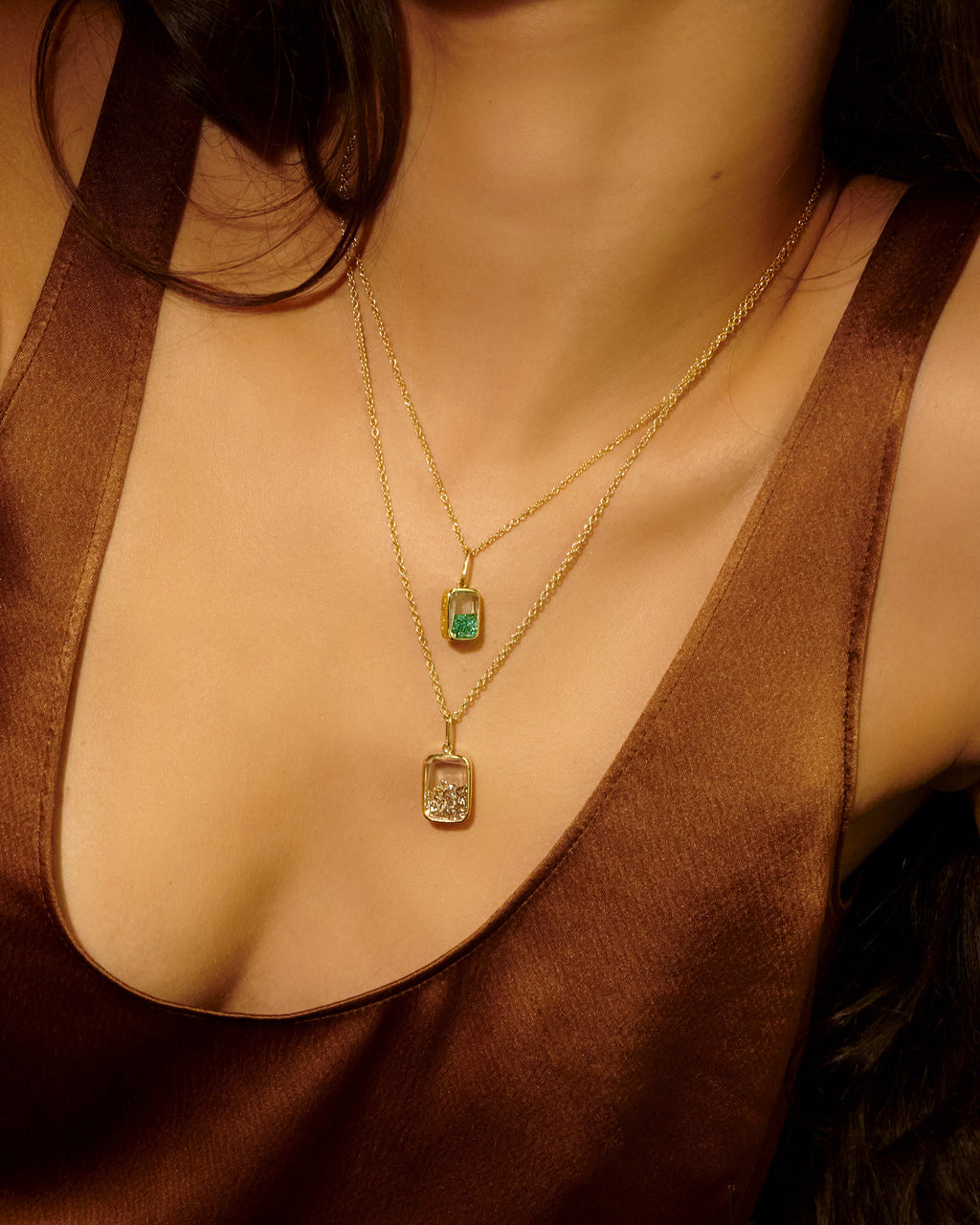 Emerald Petite Ten Fourteen Pendant Necklace