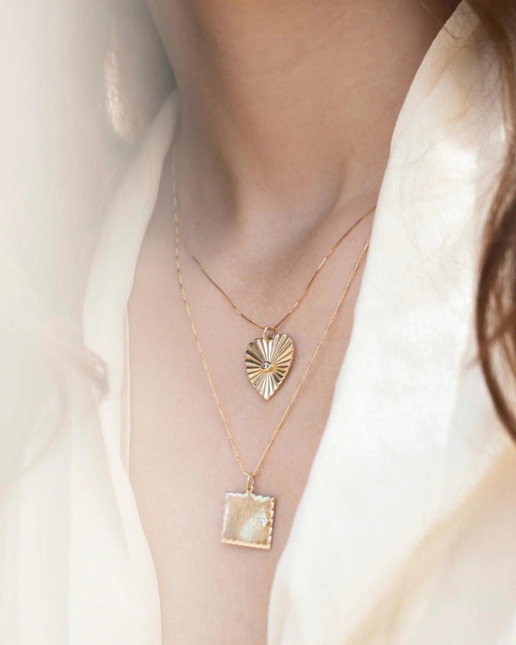 Diamond Large Sunbeam Heart Charm