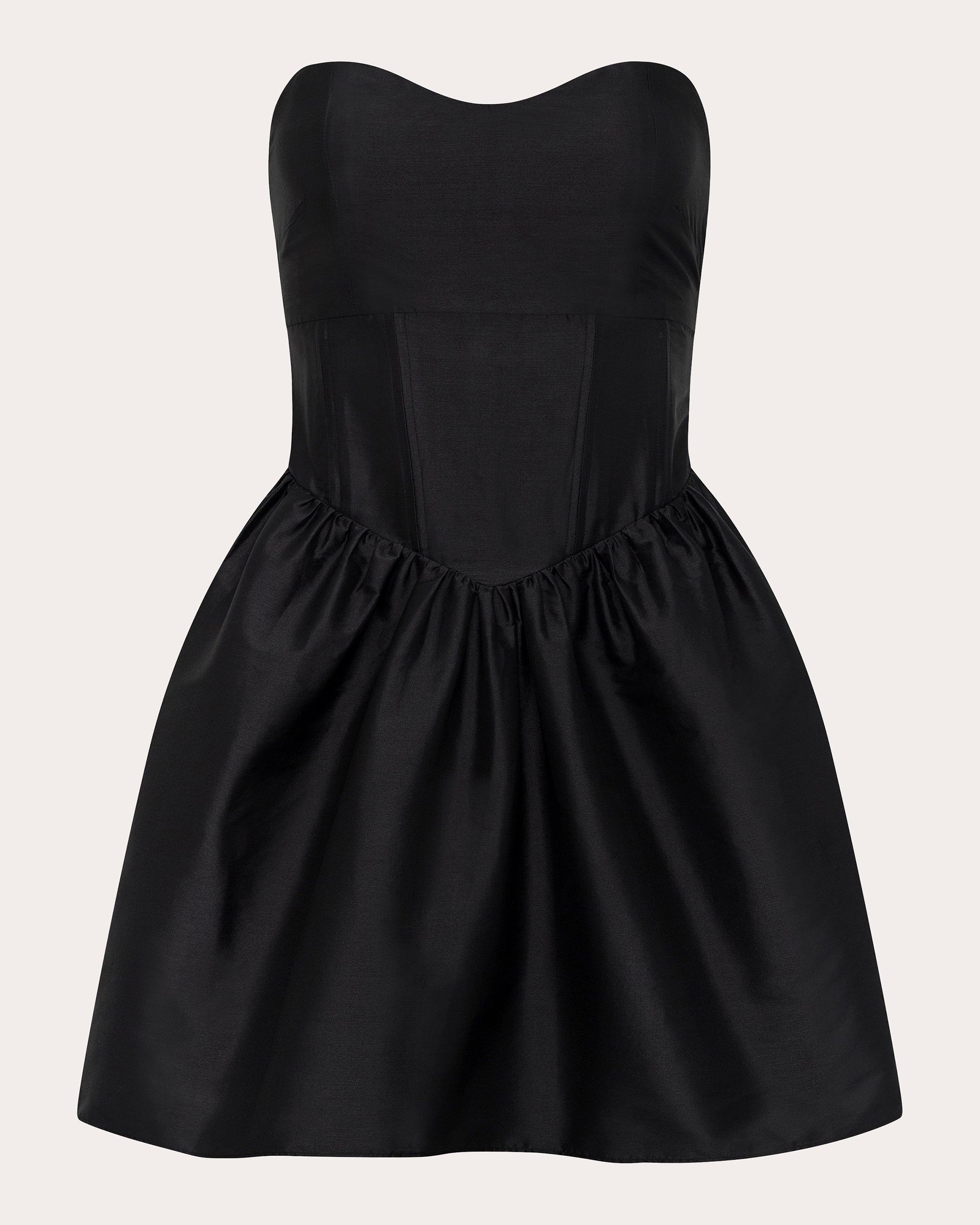 Naina Gathered Taffeta Strapless Mini Dress XS / Black