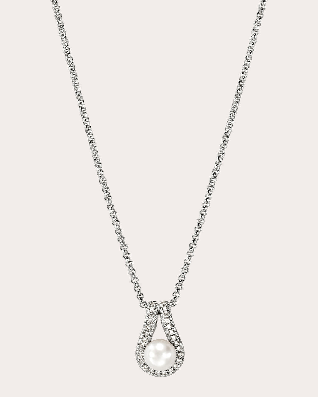 Cultured Pearl & Diamond Surf Pendant Necklace