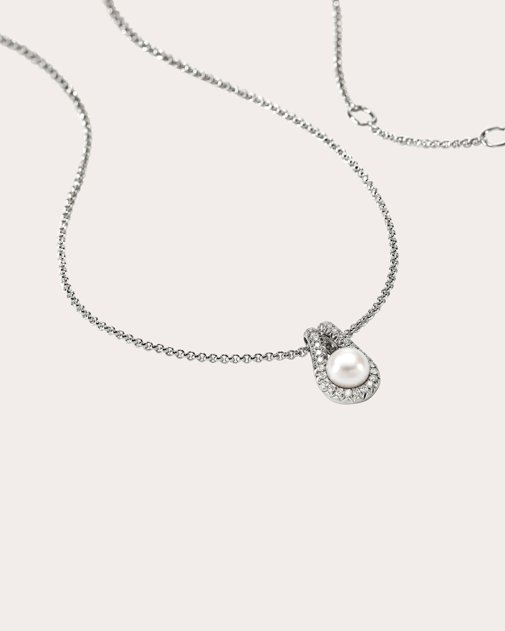 Cultured Pearl & Diamond Surf Pendant Necklace
