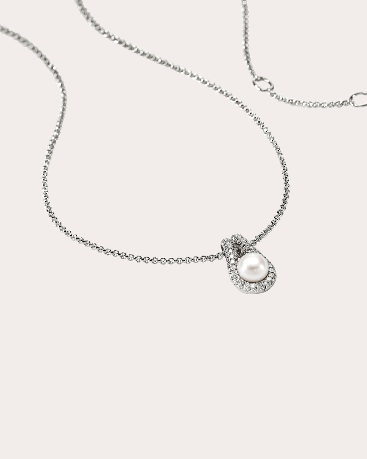 Cultured Pearl & Diamond Surf Pendant Necklace