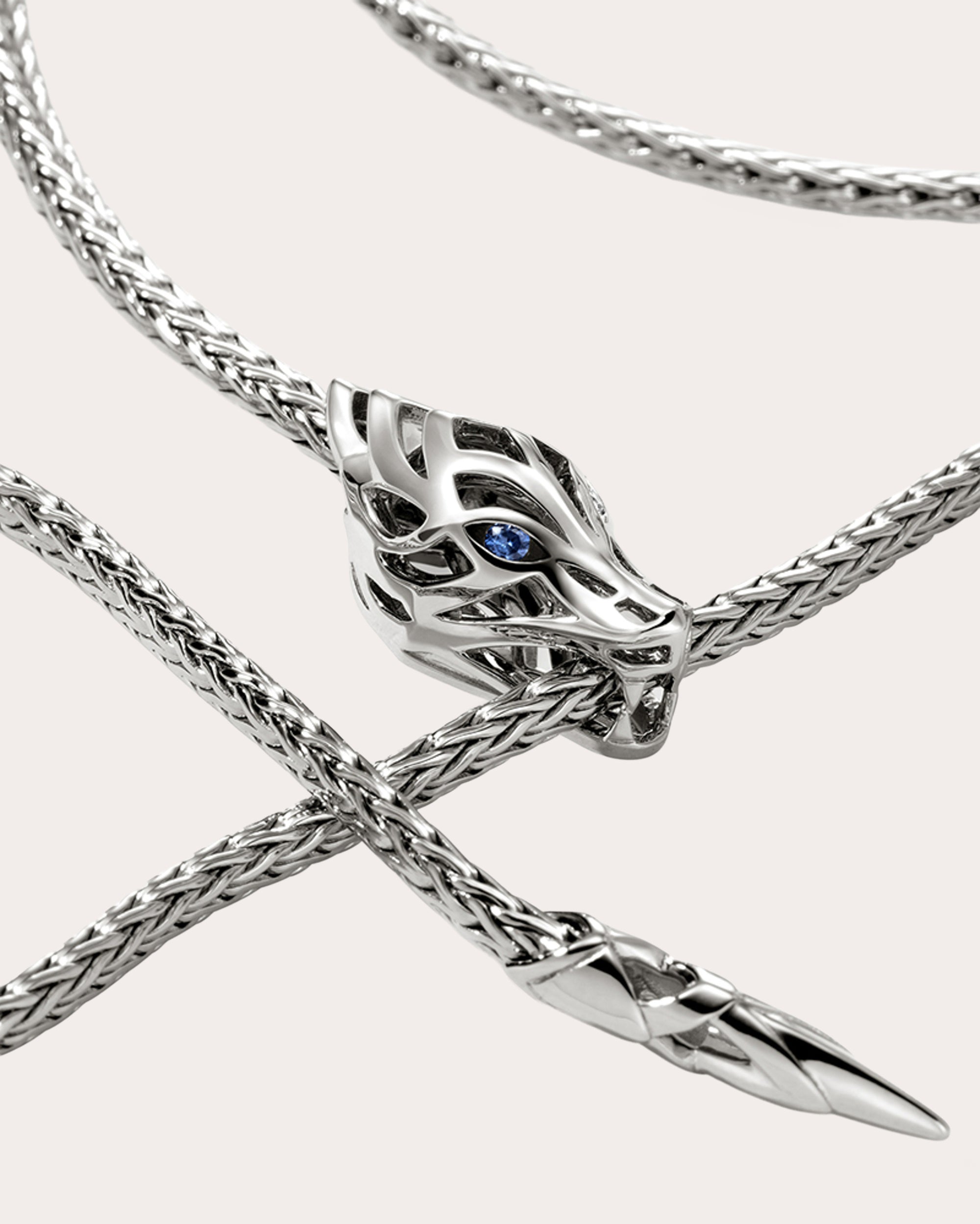 Blue Sapphire Naga Lariat Necklace